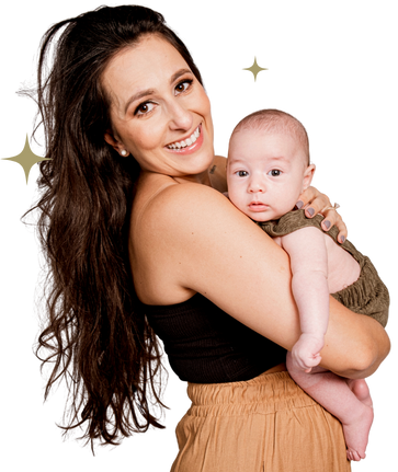 Smiling parent and baby, close and calm